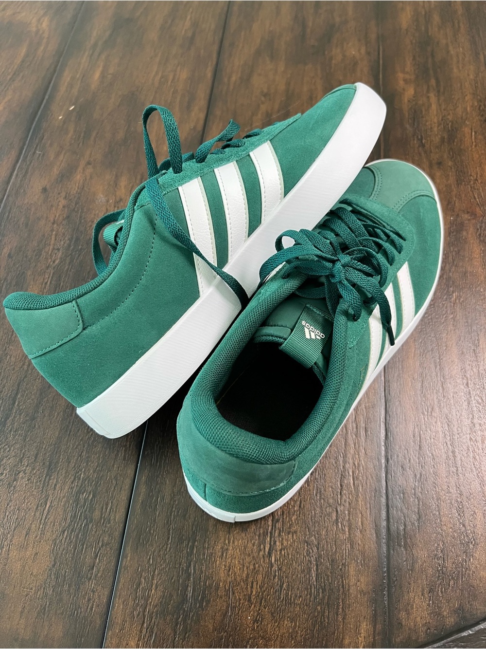 Adidas VL COURT 3.0 SHOES NWOB Dark Green/White Suede Mens US Size 11